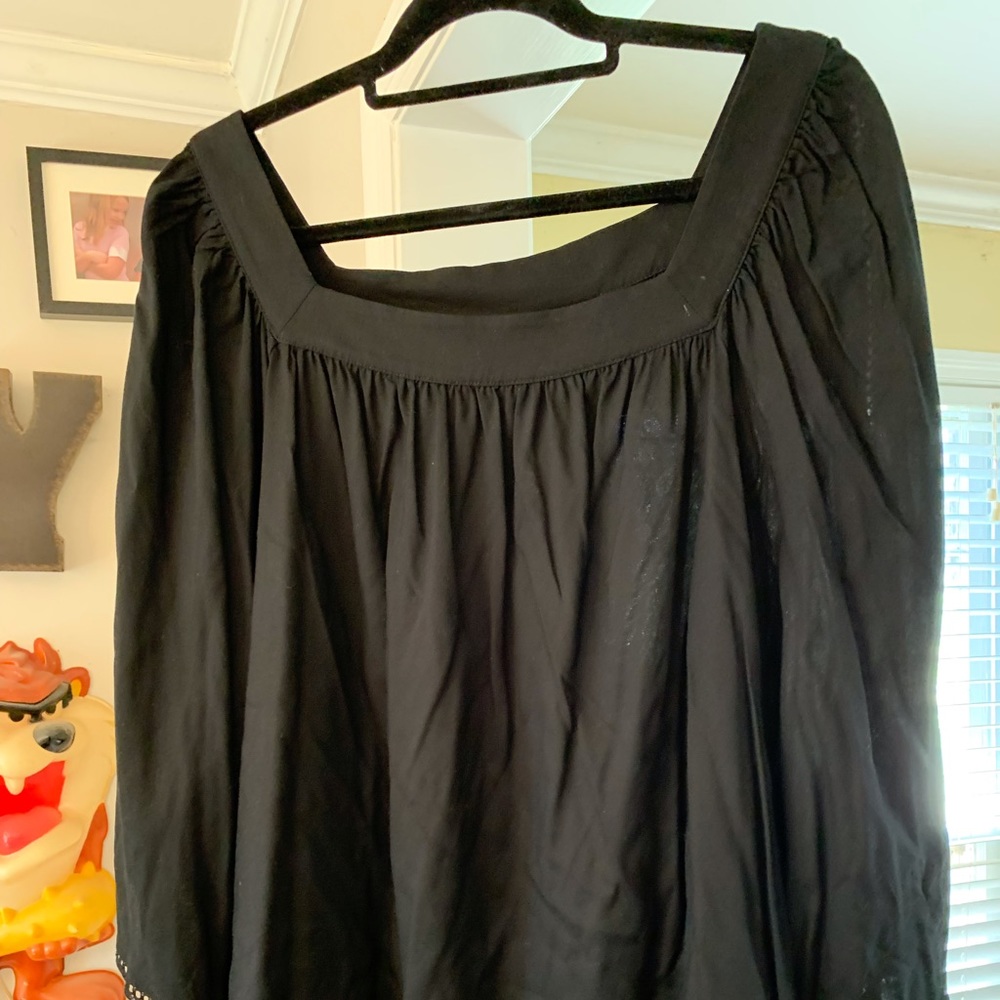 Black Boho Eyelet Blouse from Ava & Viv